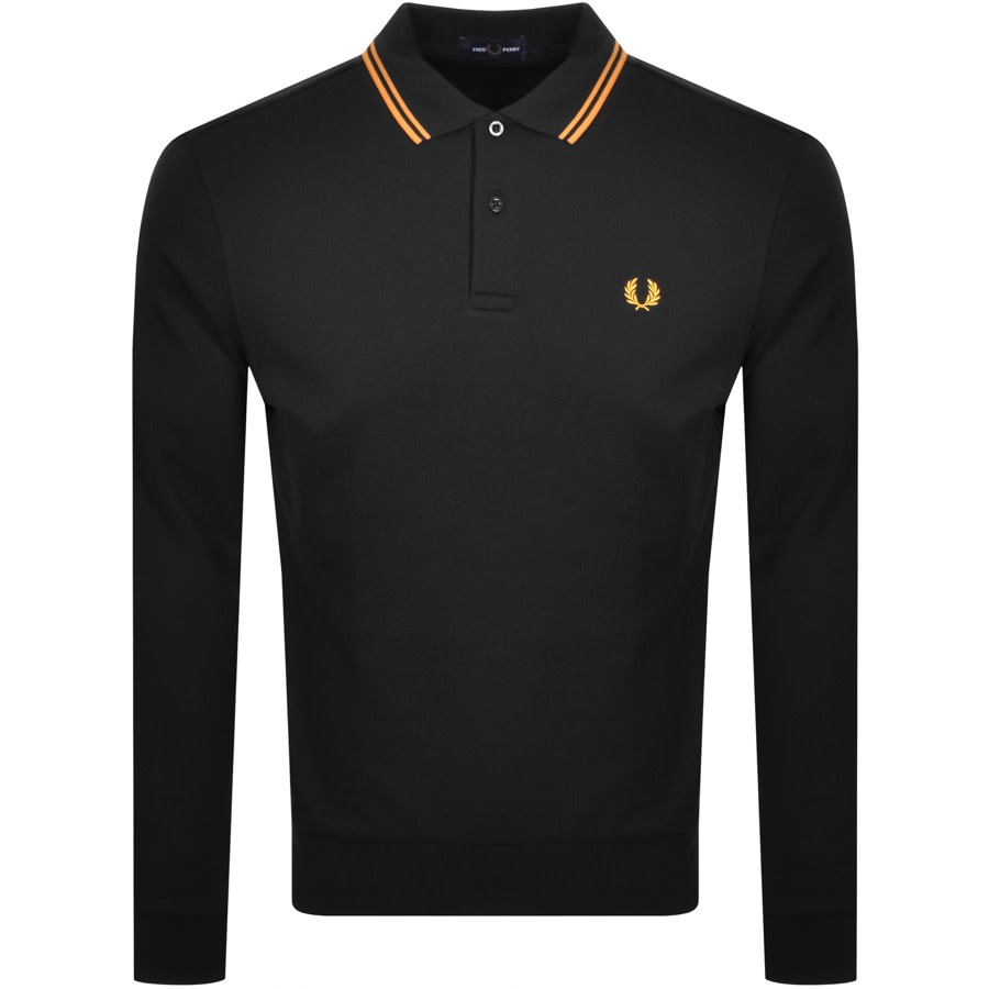 Alternative Image for ProductFred Perry Fleeceback Pique Long Sleeve Polo Black1